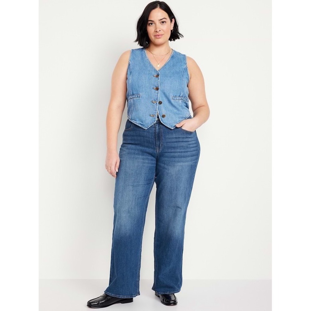 Old Navy Wow Wide Leg Jeans Womens 22 XXL High Waisted Blue Medium Wash NWT